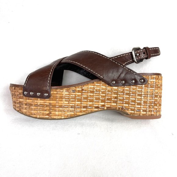 Authentic Prada Wicker Wedge Sandals 39,5 - Picture 2 of 10